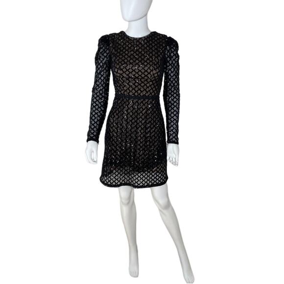 Dress the Population Women’s Collins Dress Black/Nude Sequin Sz XXS - Picture 2 of 8